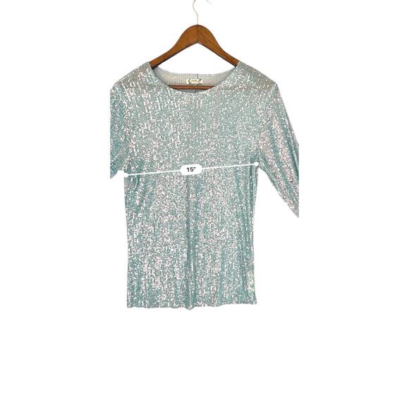 Free people sequin blue top Cottagecore fairy grunge L - Picture 5 of 7